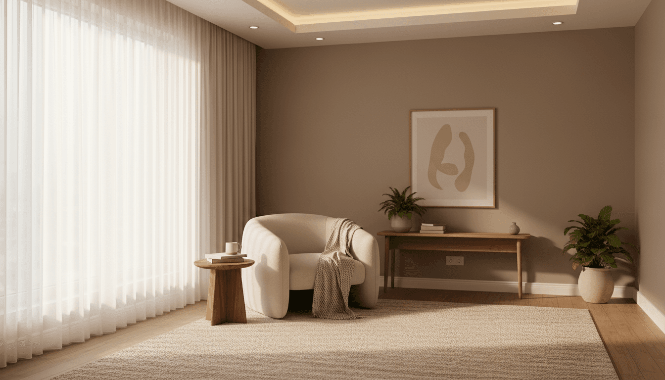 Calm therapy room with armchair and soft natural light