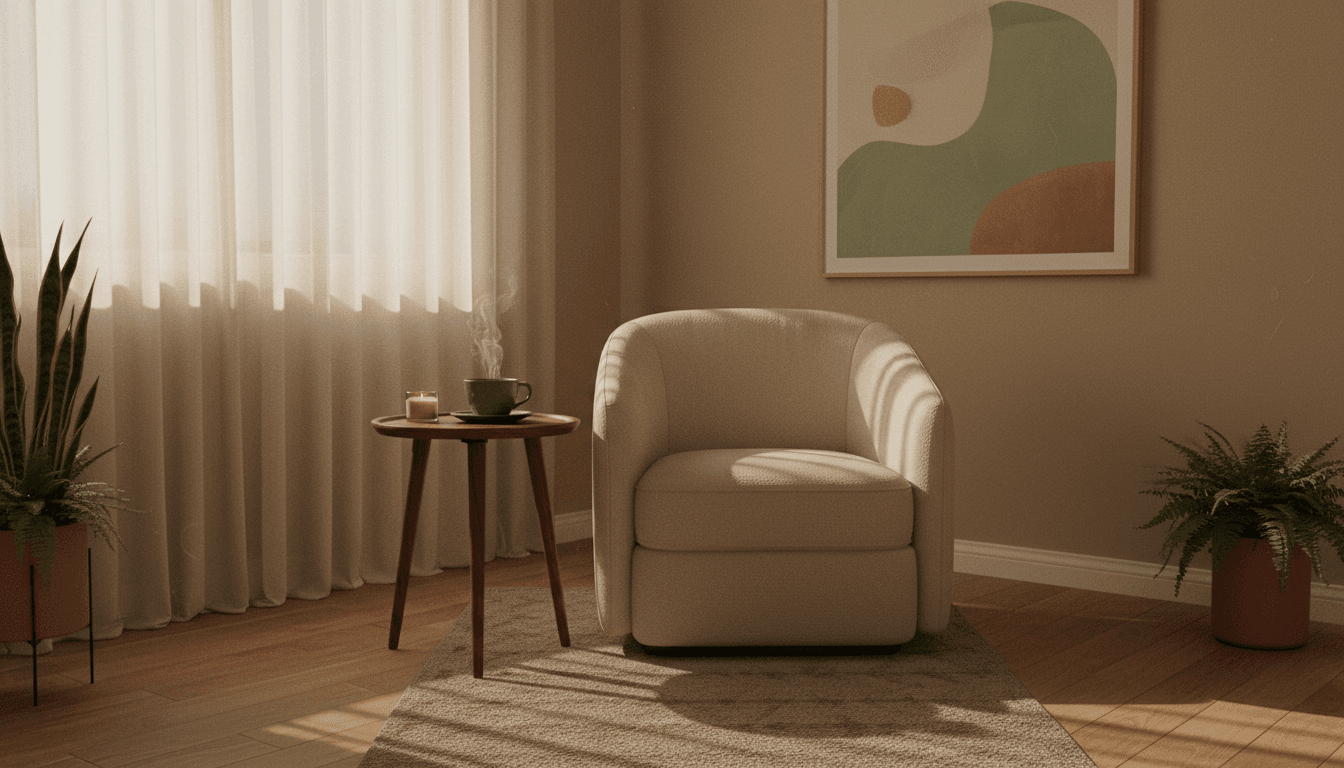 Cozy therapy room with armchair and warm lighting